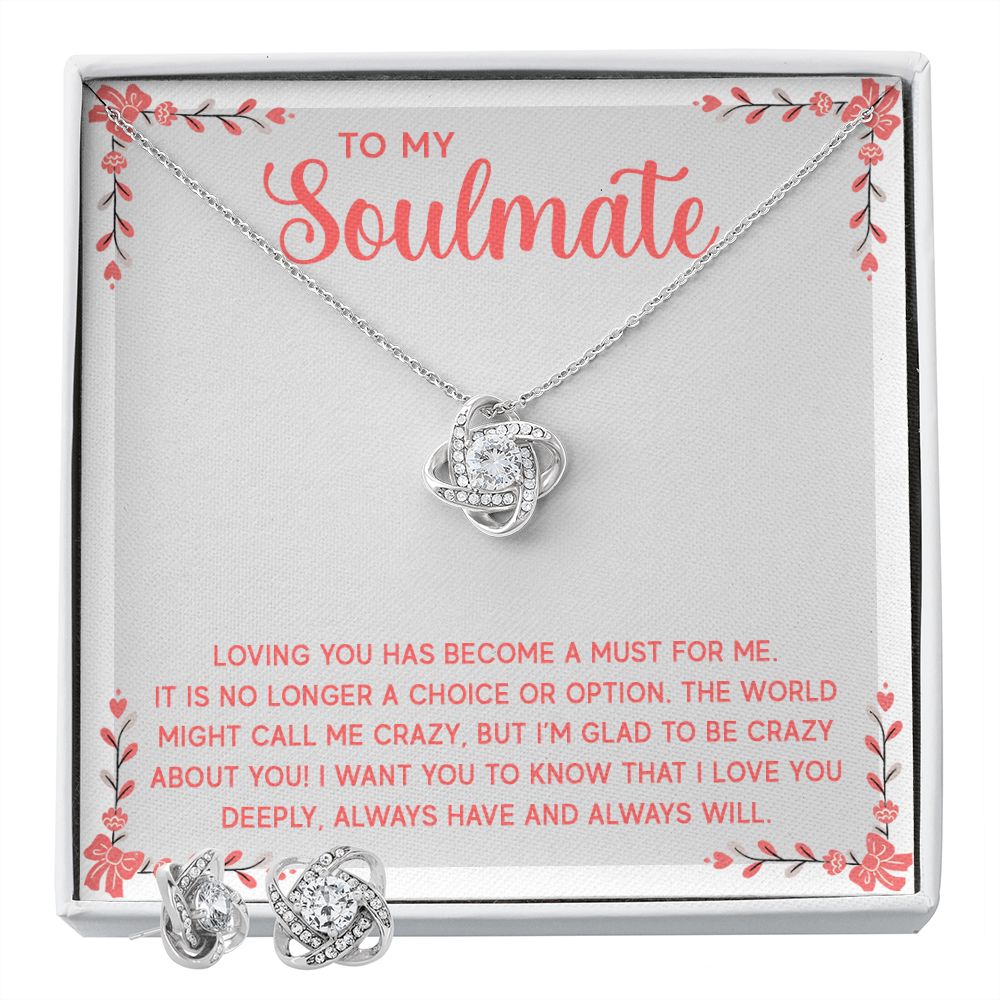 Love Knot Earring & Necklace Set - To My Soulmate - Loving You Has Become