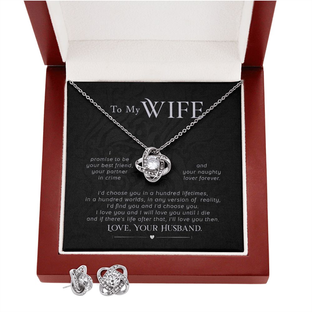 To My Wife - I promise to be - Necklace and Earrings