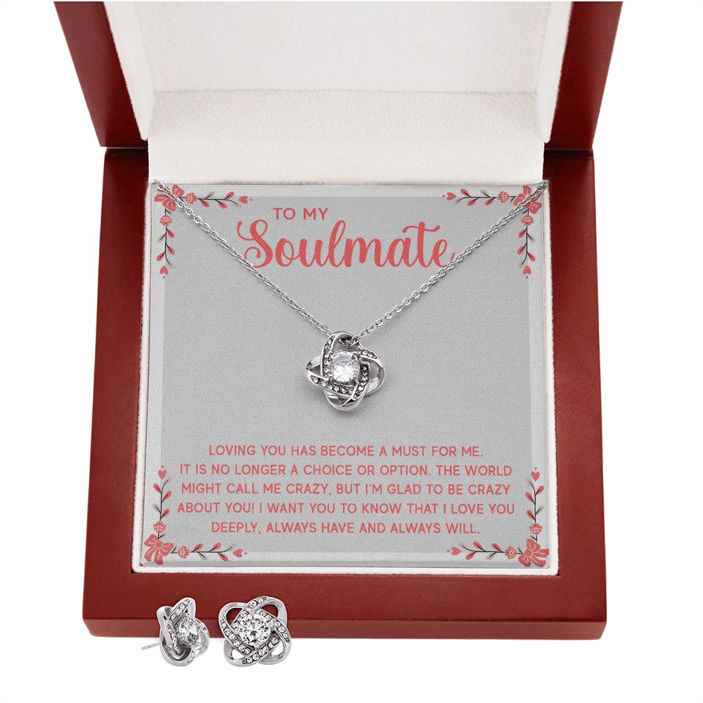 Love Knot Earring & Necklace Set - To My Soulmate - Loving You Has Become