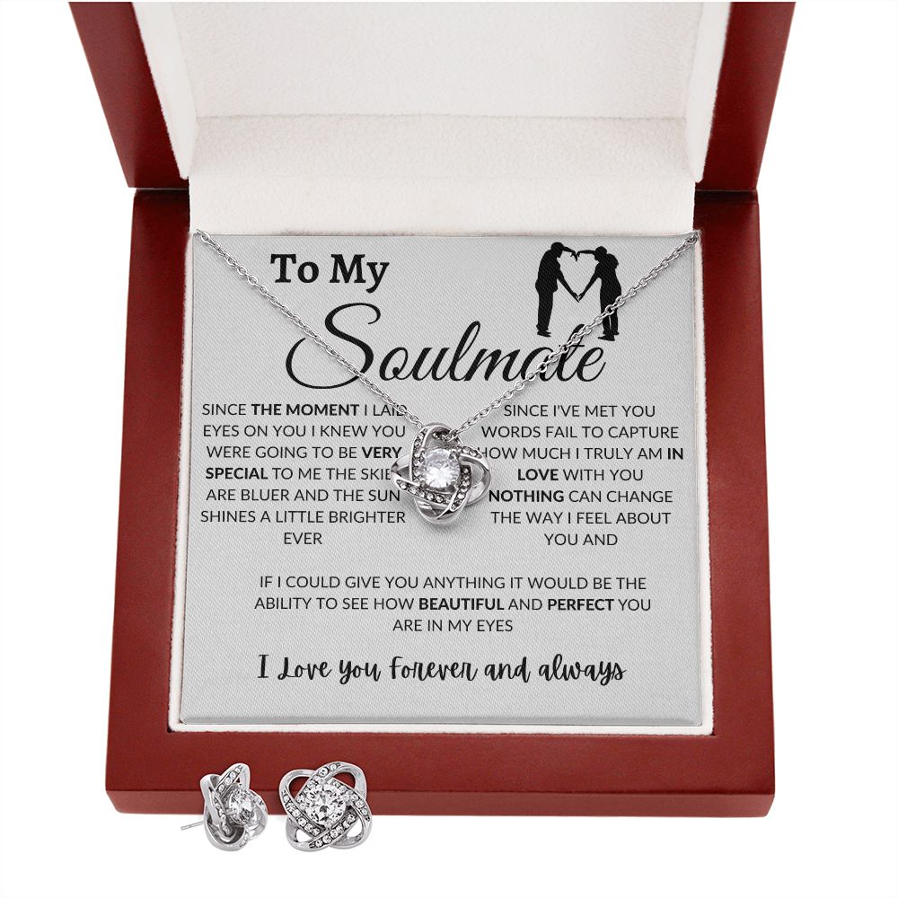Love Knot Earring & Necklace Set - To My Soulmate