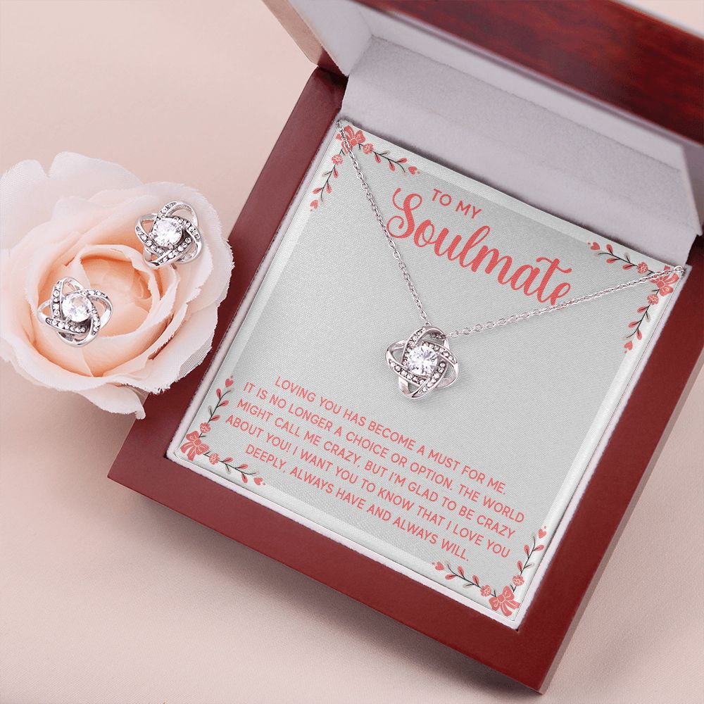 Love Knot Earring & Necklace Set - To My Soulmate - Loving You Has Become