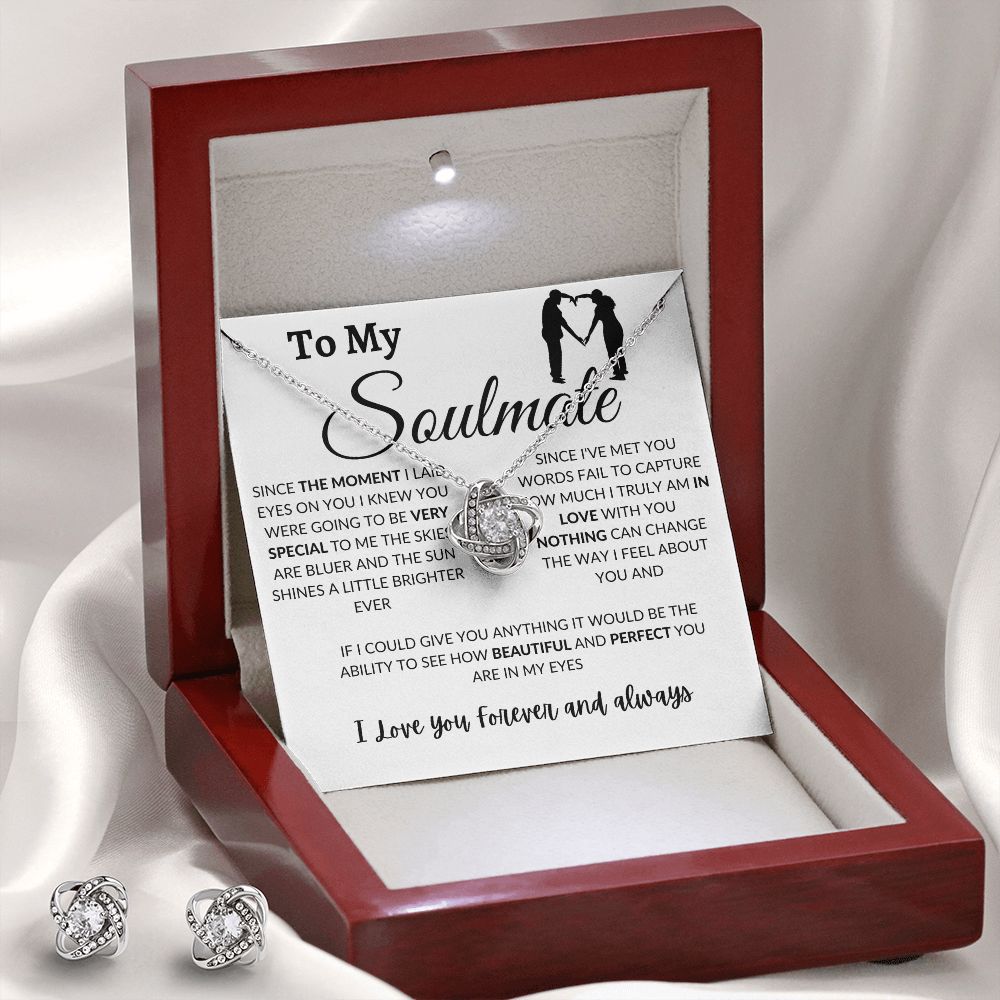 Love Knot Earring & Necklace Set - To My Soulmate