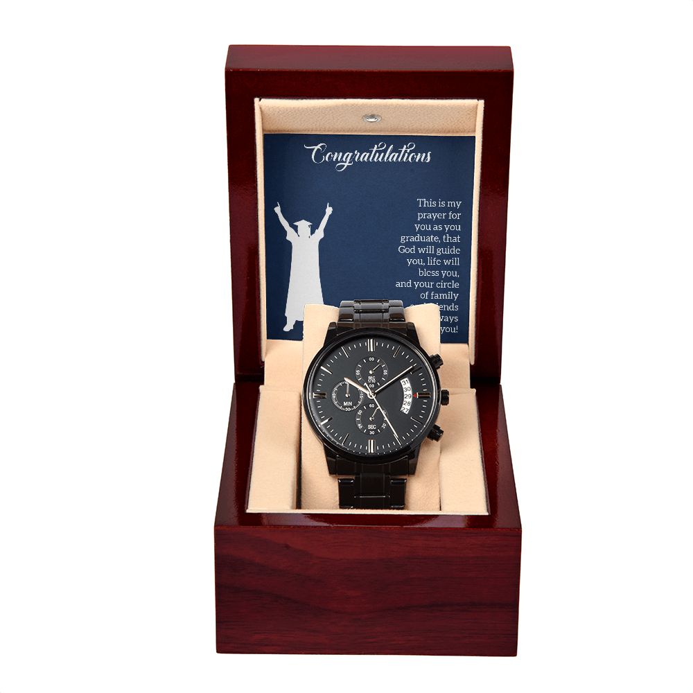 Black Chronograph Watch - Graduation - Prayer