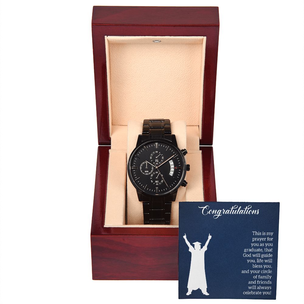Black Chronograph Watch - Graduation - Prayer