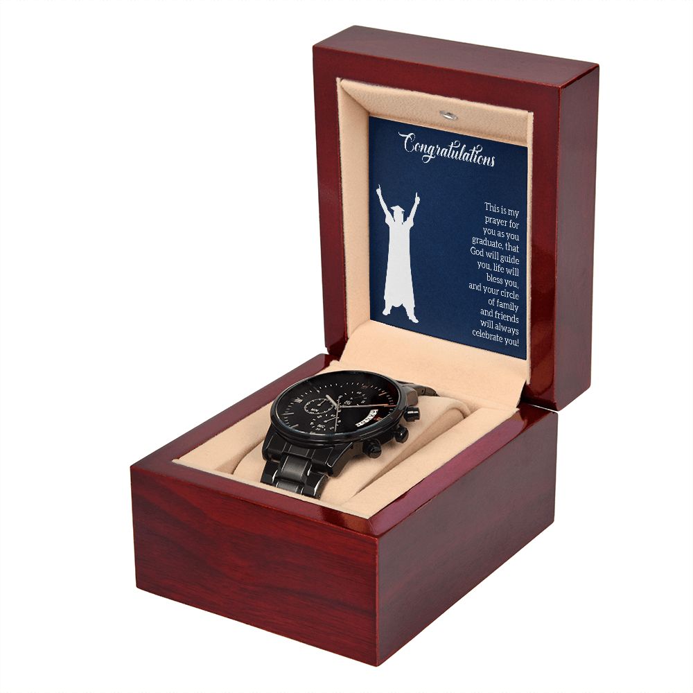 Black Chronograph Watch - Graduation - Prayer