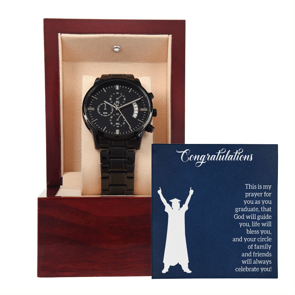 Black Chronograph Watch - Graduation - Prayer