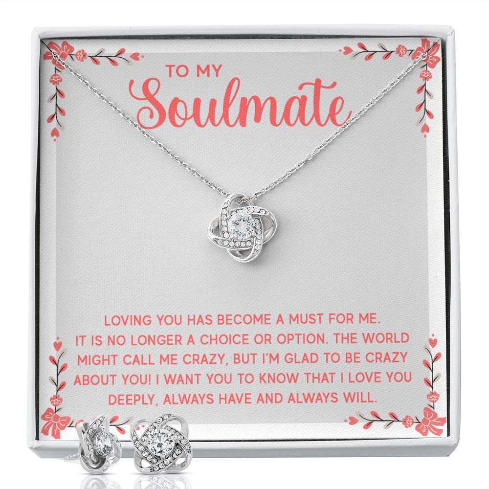 Love Knot Earring & Necklace Set - To My Soulmate - Loving You Has Become