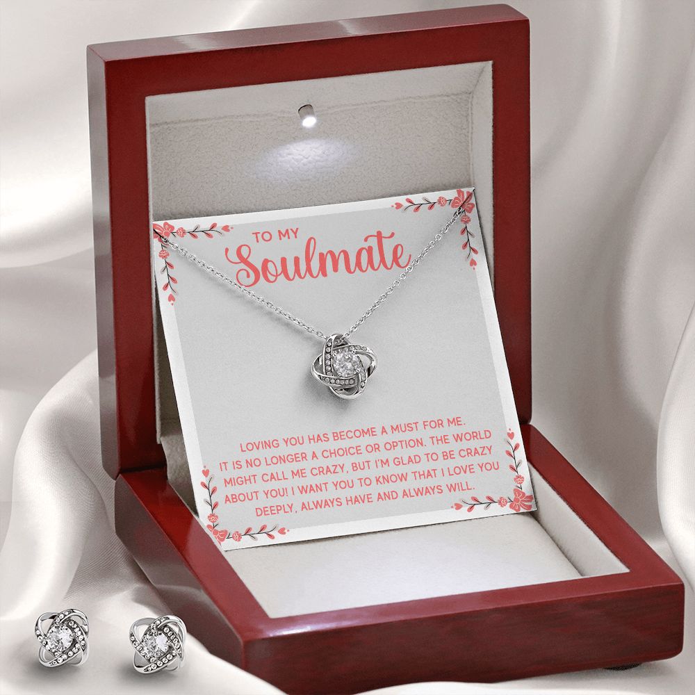 Love Knot Earring & Necklace Set - To My Soulmate - Loving You Has Become