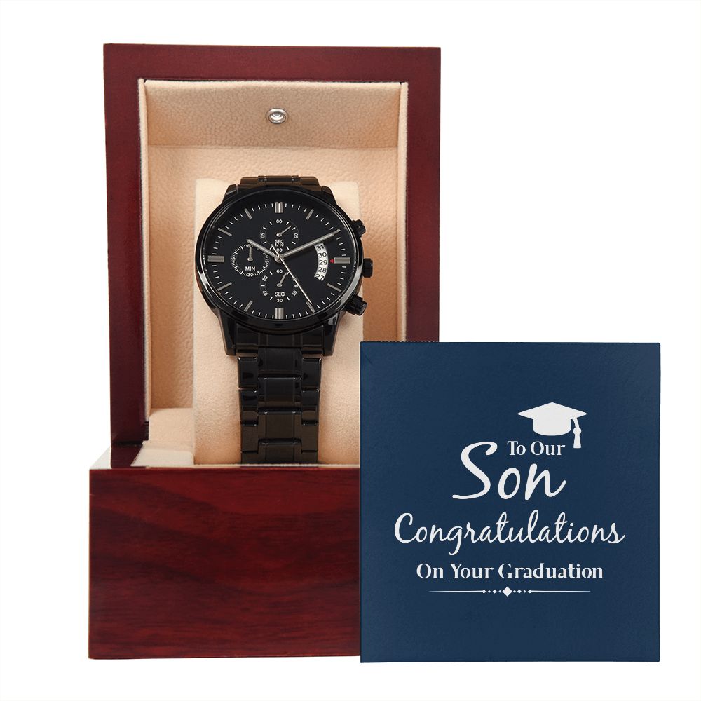 Black Chronograph Watch - Graduation - To Our Son